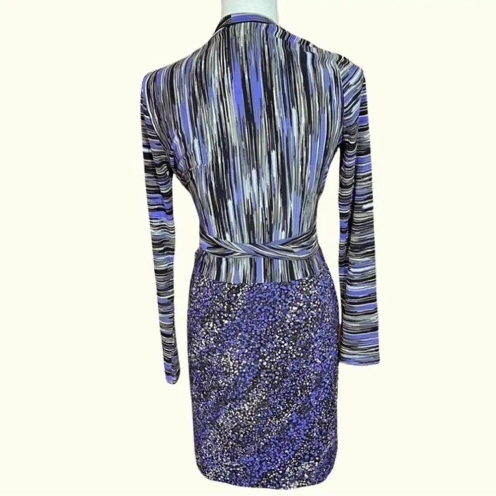 BCBG Max Azria Dress Womens Sz S A Line Wrap Long Sleeve Abstract Formal Party - Picture 4 of 6